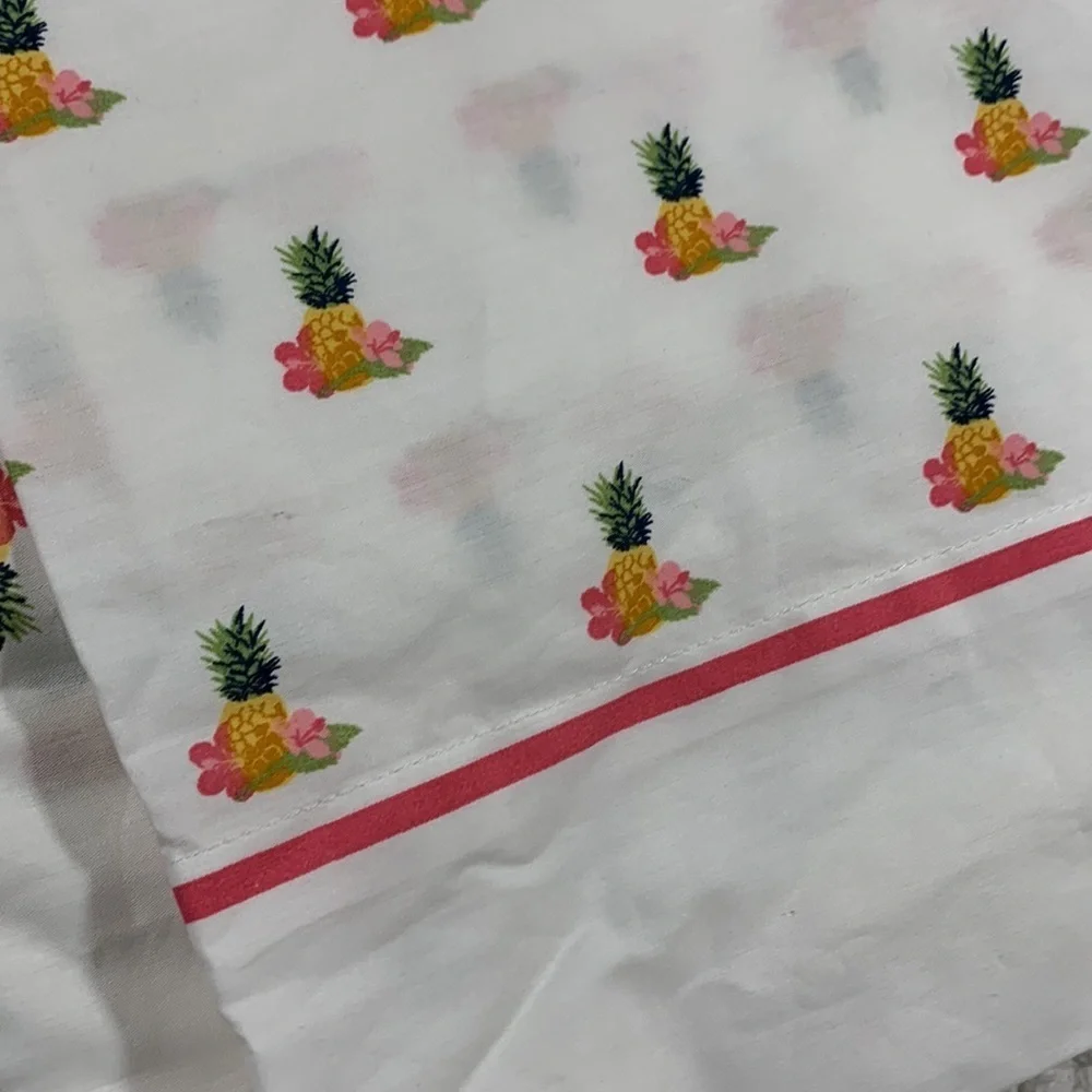 Tommy Hilfiger Pineapple All Over Print Flat Cotton Twin Sheet Island Collection